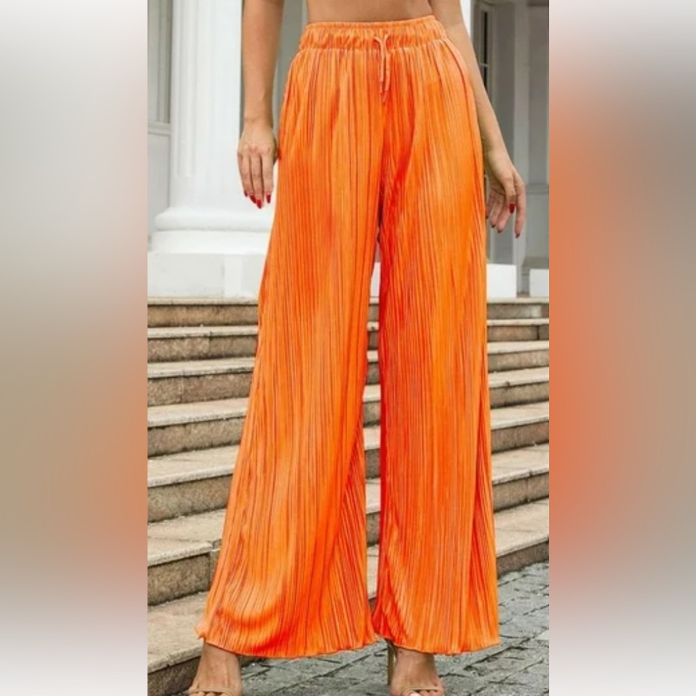 Women's Wide Leg Pants in Vibrant Orange